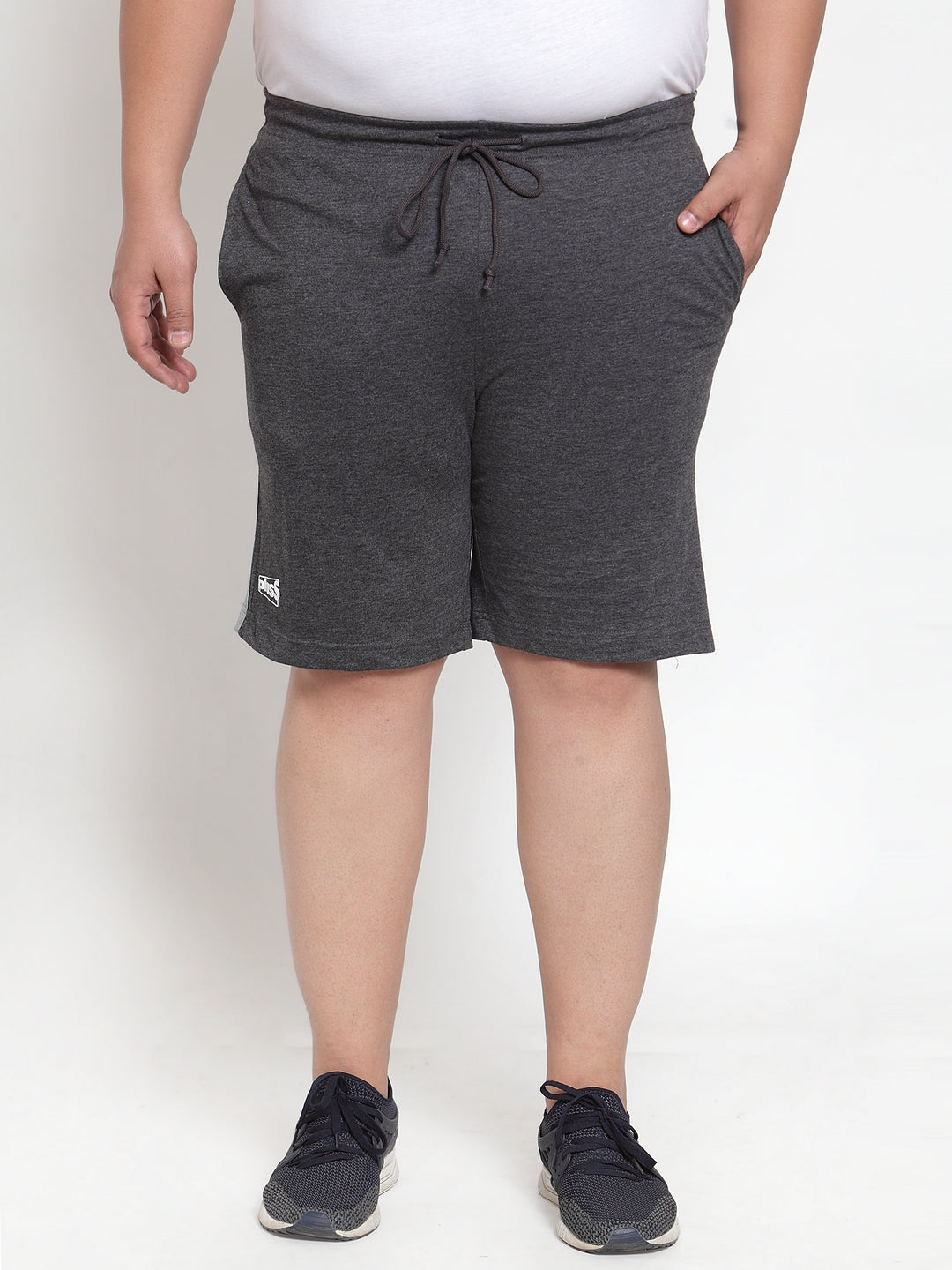 Plus Size Men Grey Solid Regular Fit Sports Shorts