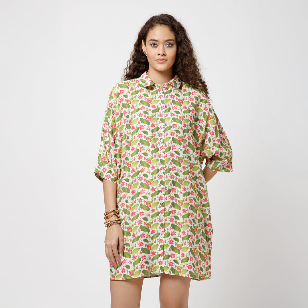 Lotus Print Kaftan Top