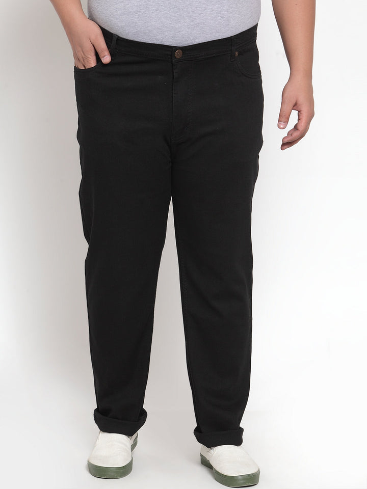 Plus Size Men Black Regular Fit Mid-Rise Clean Look Jeans