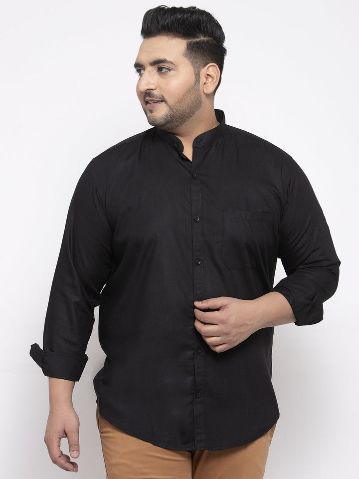 Plus Size Men Black  Casual Shirt