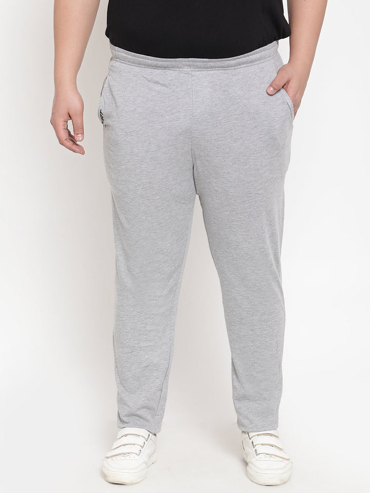 Plus Size Men Grey Melange Regular Fit Track Pants