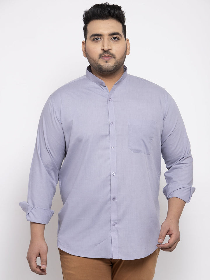 Plus Size Men Purple Casual Cotton Shirt