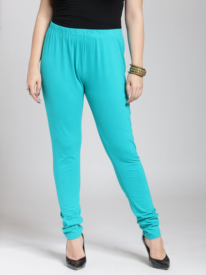 Plus Size Turquoise Blue Churidar Leggings
