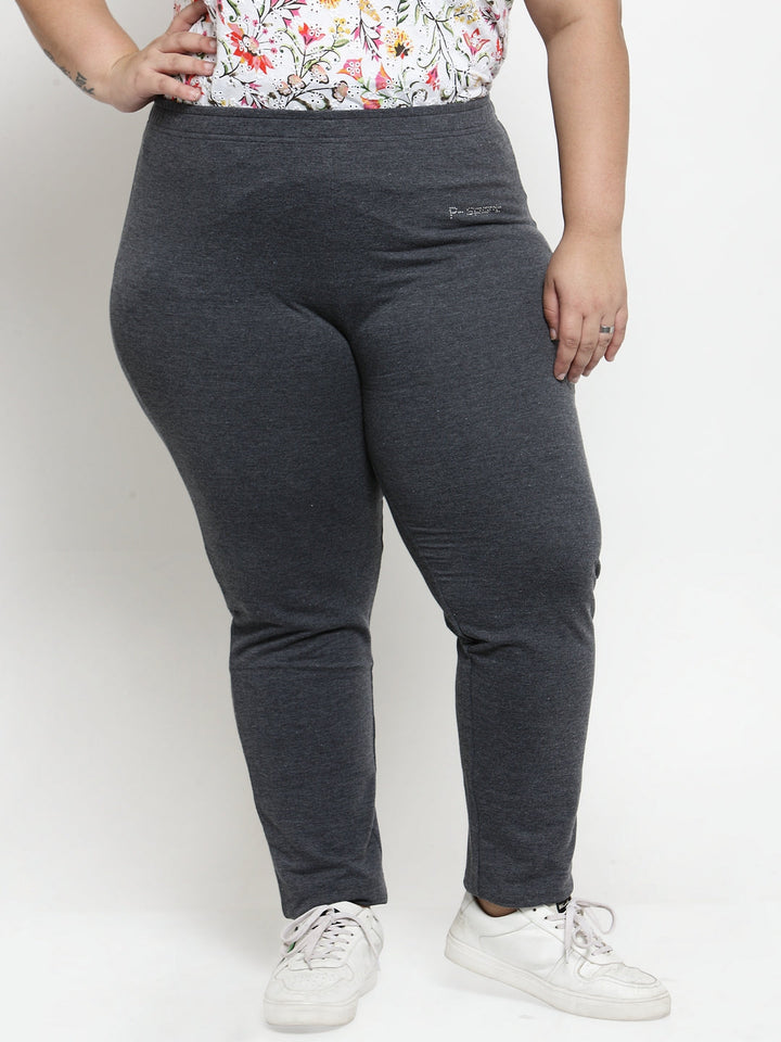 Plus Size Women Grey Straight-Fit Trackpant