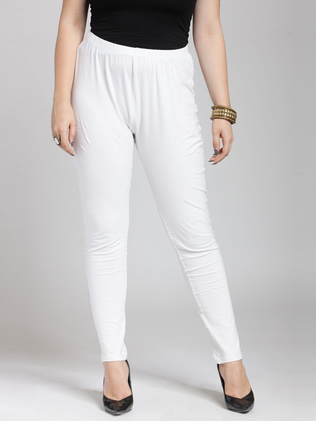 Plus Size White Churidar Leggings