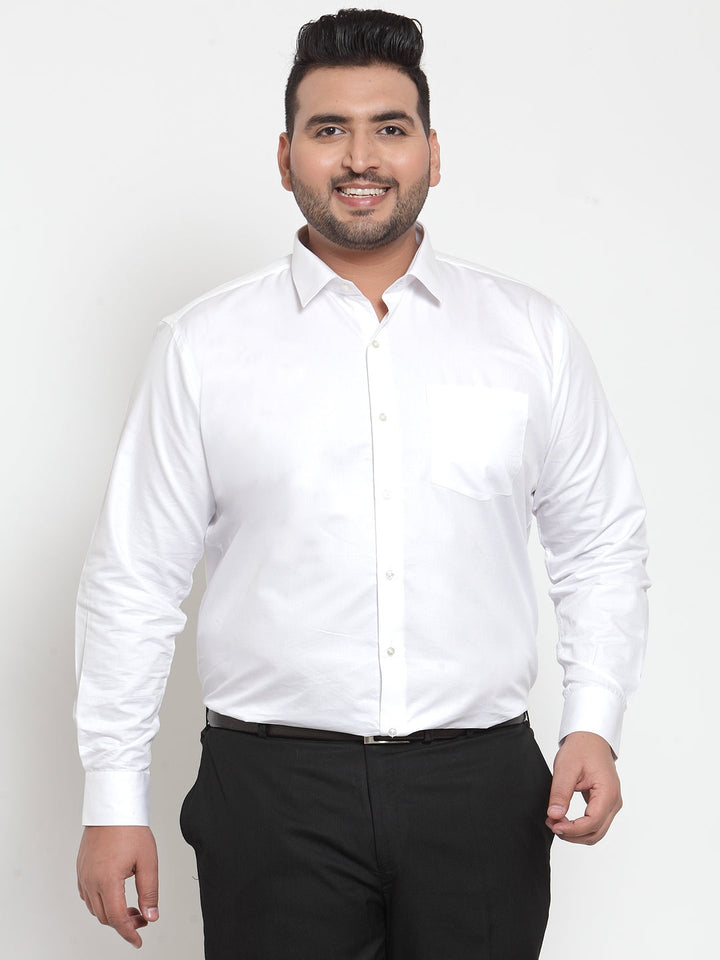 Plus Size Men White Comfort Regular Fit Solid Formal Shirt