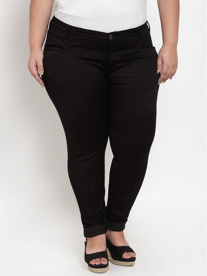 Plus Size Women Black Regular Fit Mid-Rise Clean Look Jeans