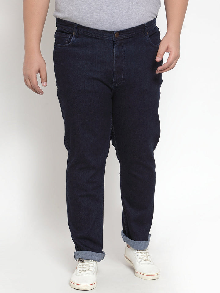 Plus Size Men Blue Regular Fit Mid-Rise Clean Look Jeans