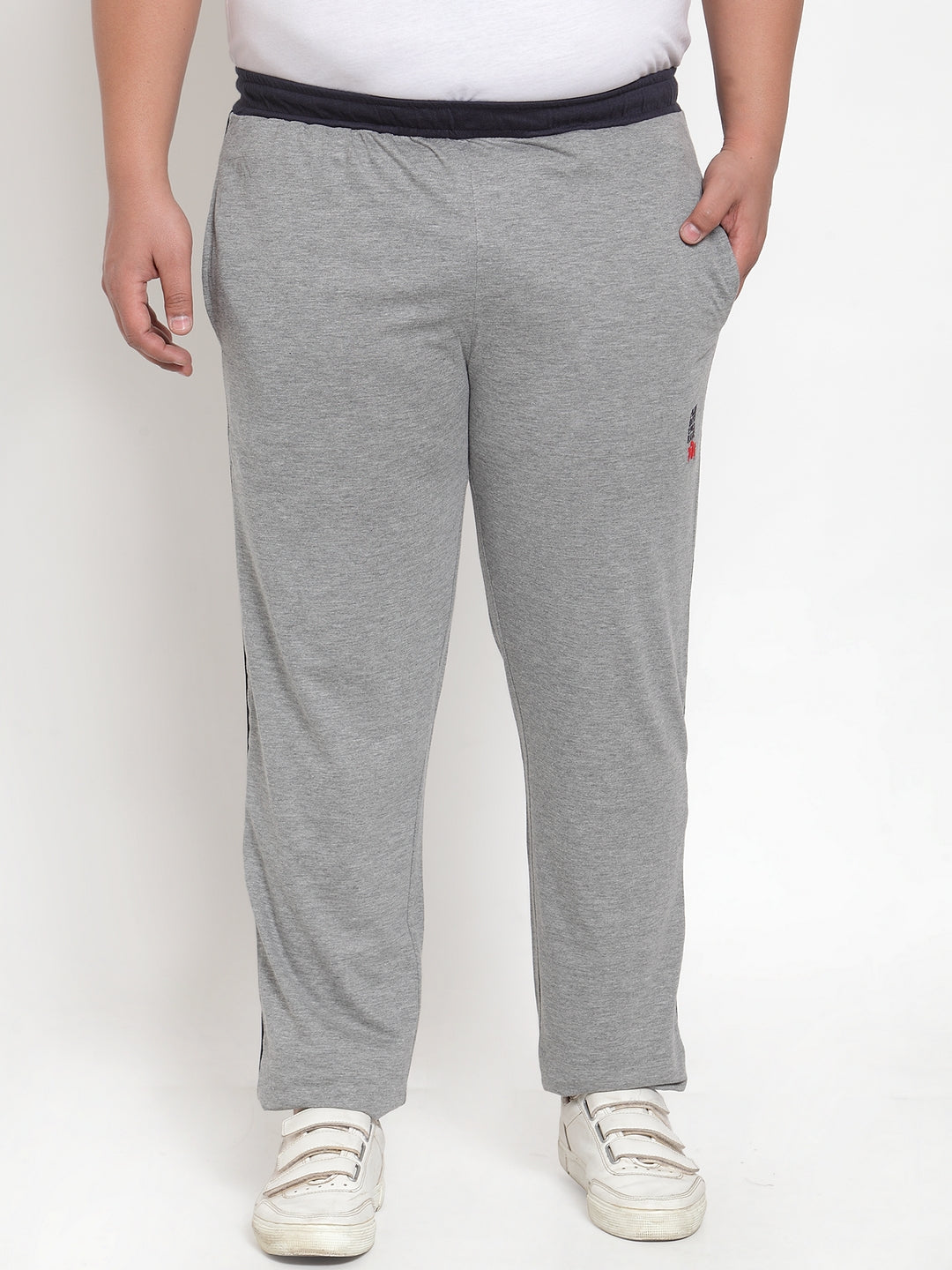 Plus Size Grey Cotton Track Pants