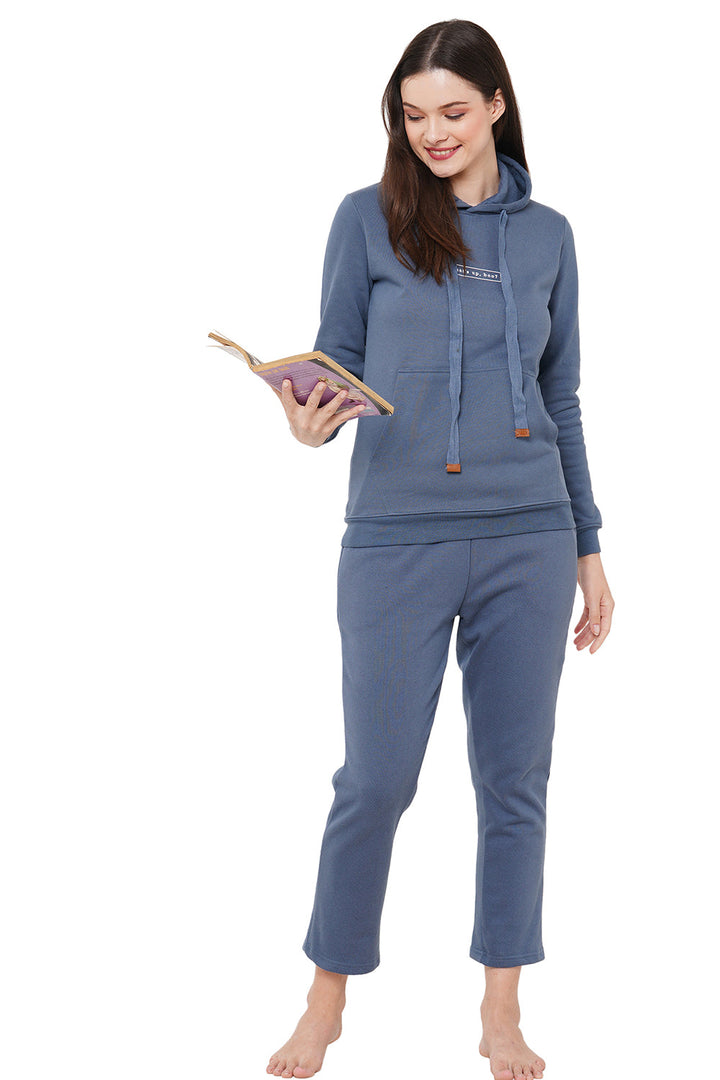 Organic Cotton Hoodie and pajama set-ISL037_40-Greyish Blue-