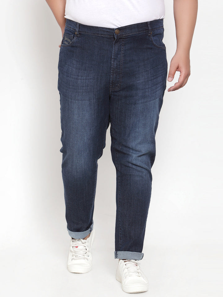 Plus Size Men Blue Regular Fit Mid-Rise Clean Look Jeans