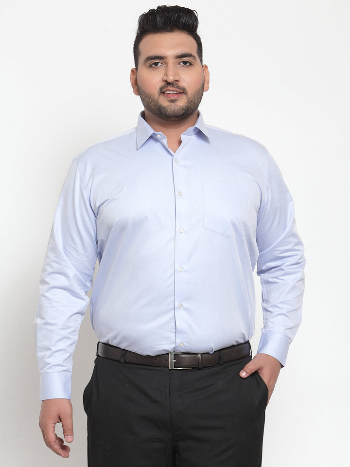 Plus Size Men Blue Formal Shirt