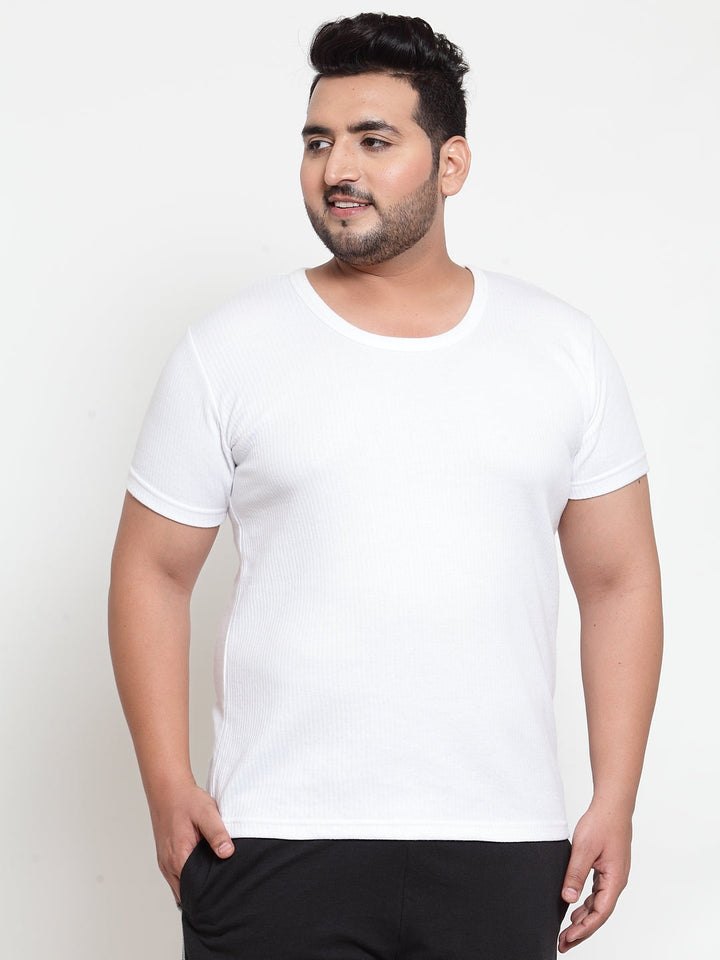 Plus Size Men  White Solid Undershirt Innerwear Vest