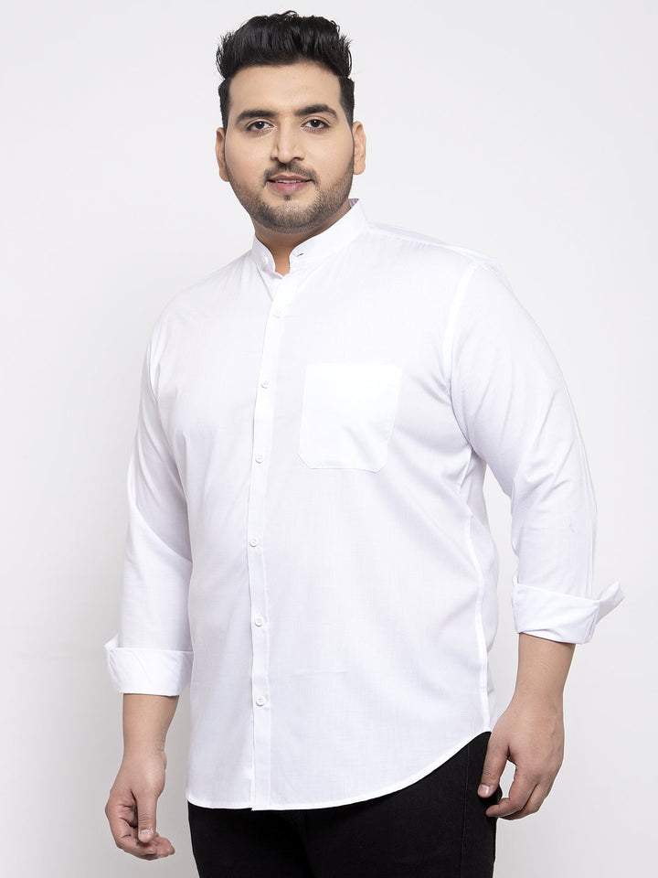 Plus Size  Men White Casual Shirt