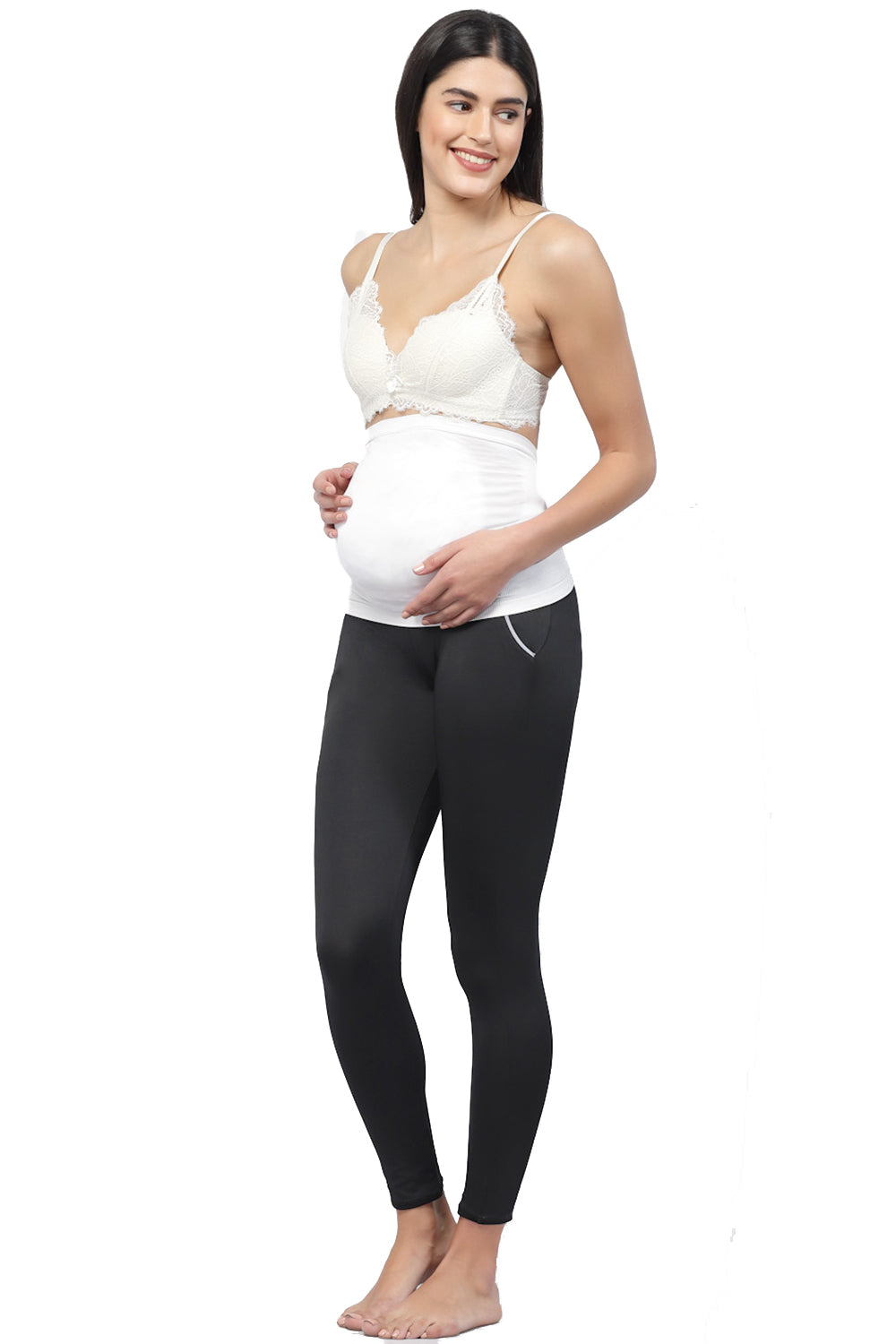 Bamboo Fiber Seamless Side Maternity Belly Band-ISMB001-Bright White-