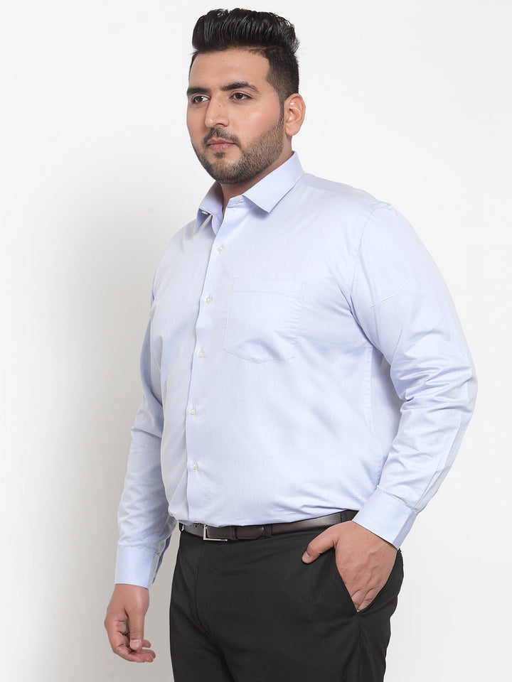 Plus Size Men Blue Formal Shirt