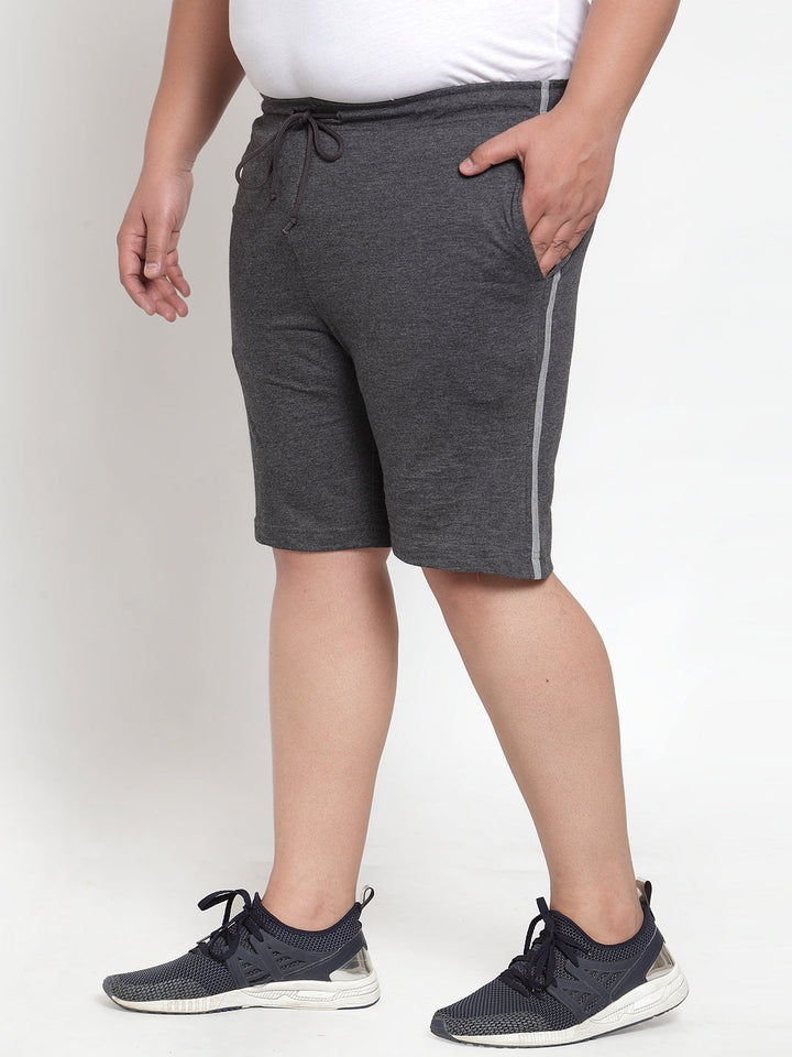 Plus Size Men Grey Solid Regular Fit Sports Shorts