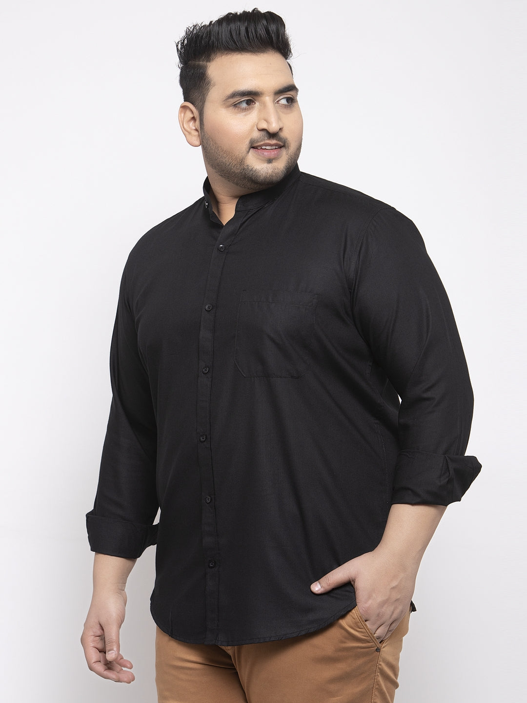 Plus Size Men Black  Casual Shirt