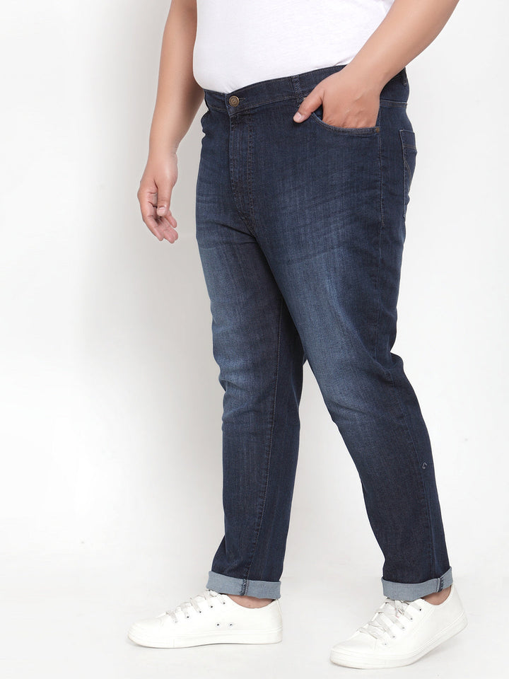 Plus Size Men Blue Regular Fit Mid-Rise Clean Look Jeans