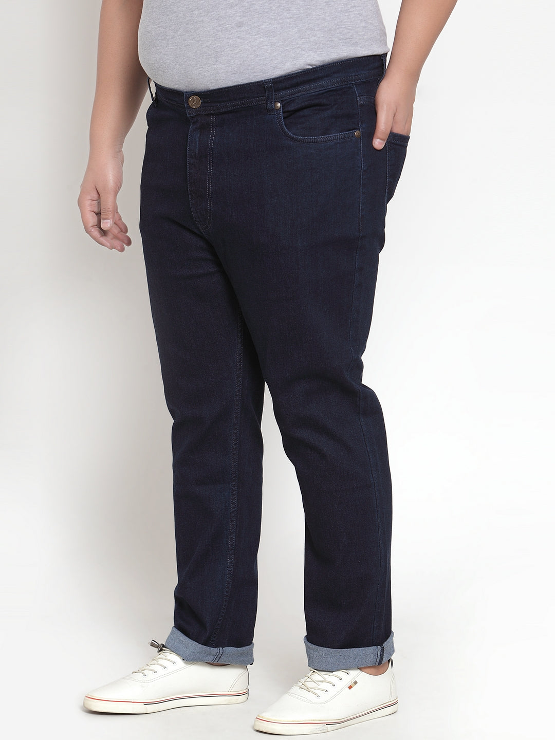 Plus Size Men Blue Regular Fit Mid-Rise Clean Look Jeans