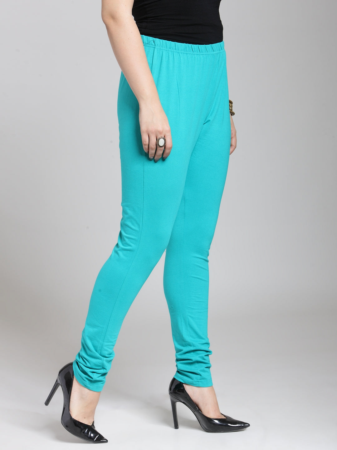 Plus Size Turquoise Blue Churidar Leggings