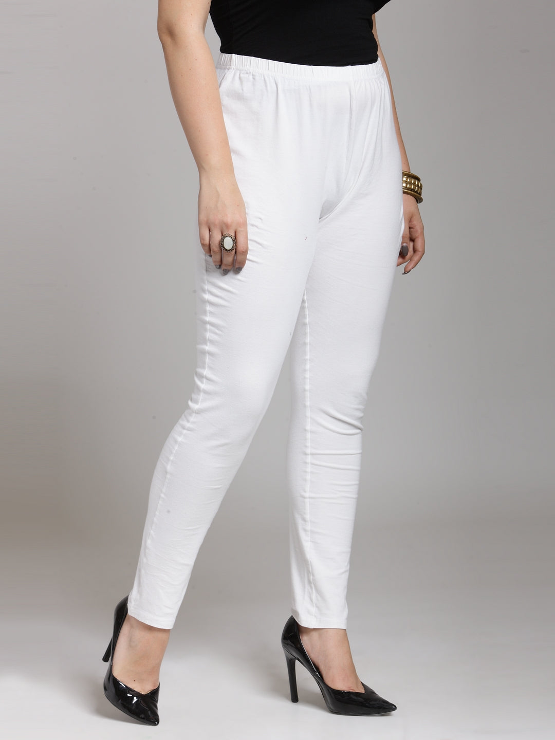 Plus Size White Churidar Leggings