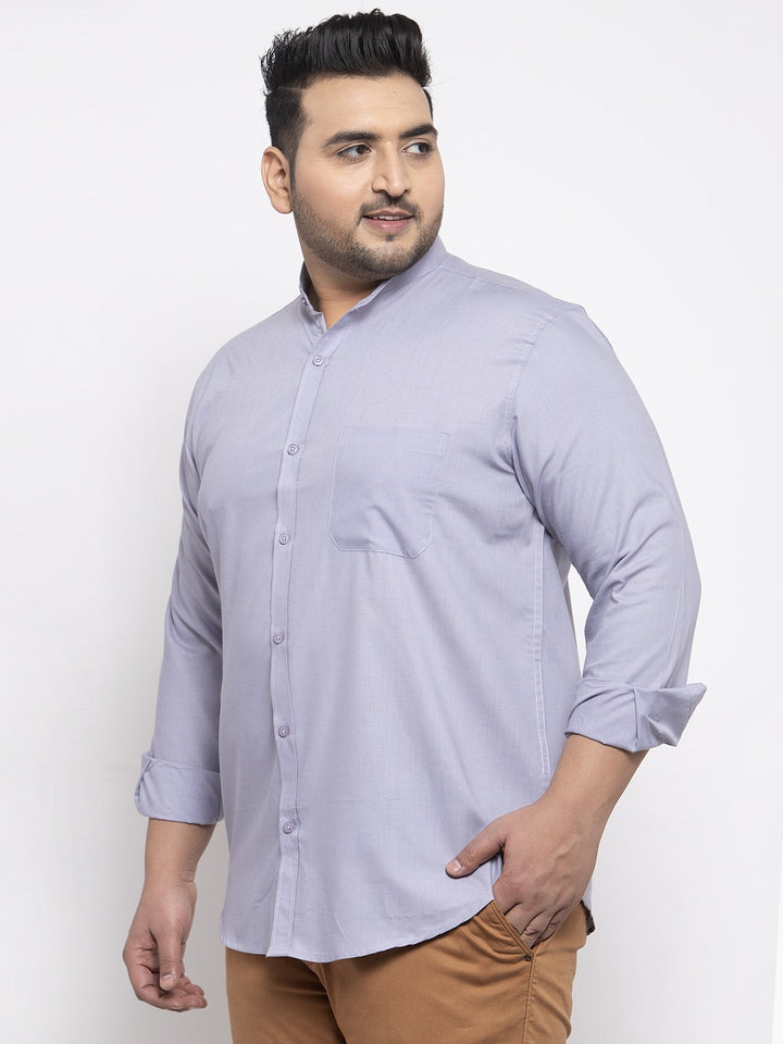 Plus Size Men Purple Casual Cotton Shirt
