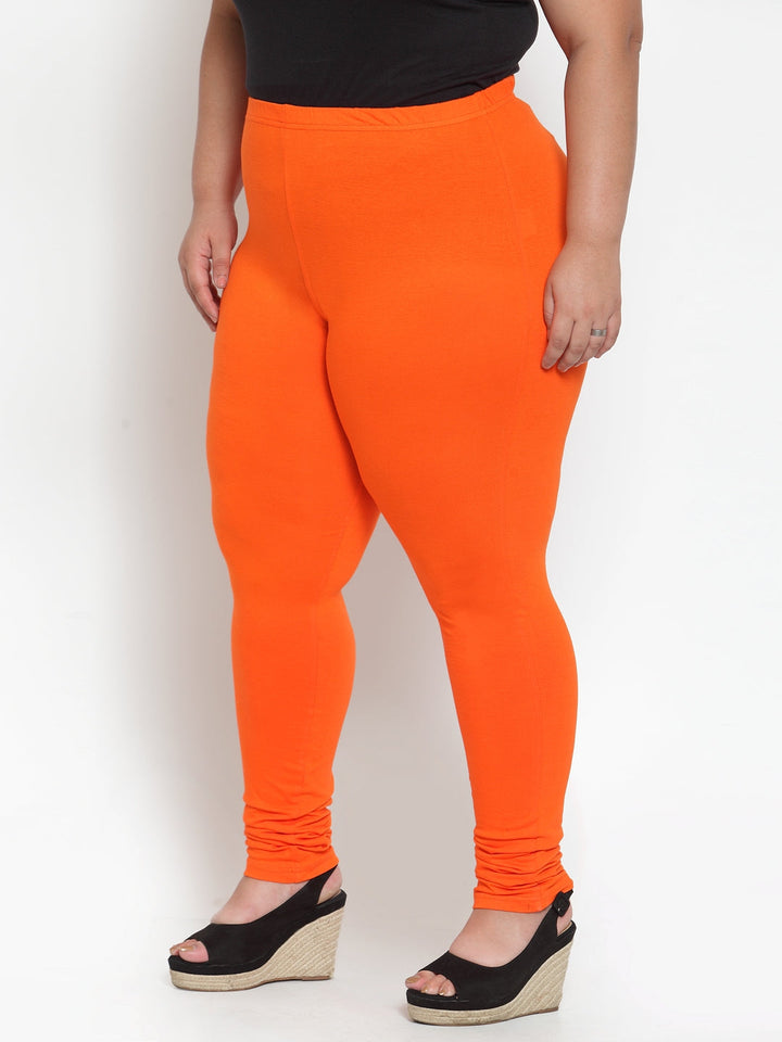 Plus Size Orange Solid Leggings