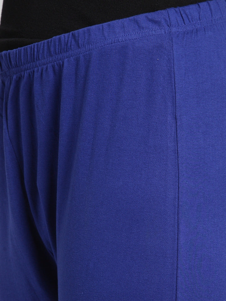 Plus Size Women Blue Solid Leggings