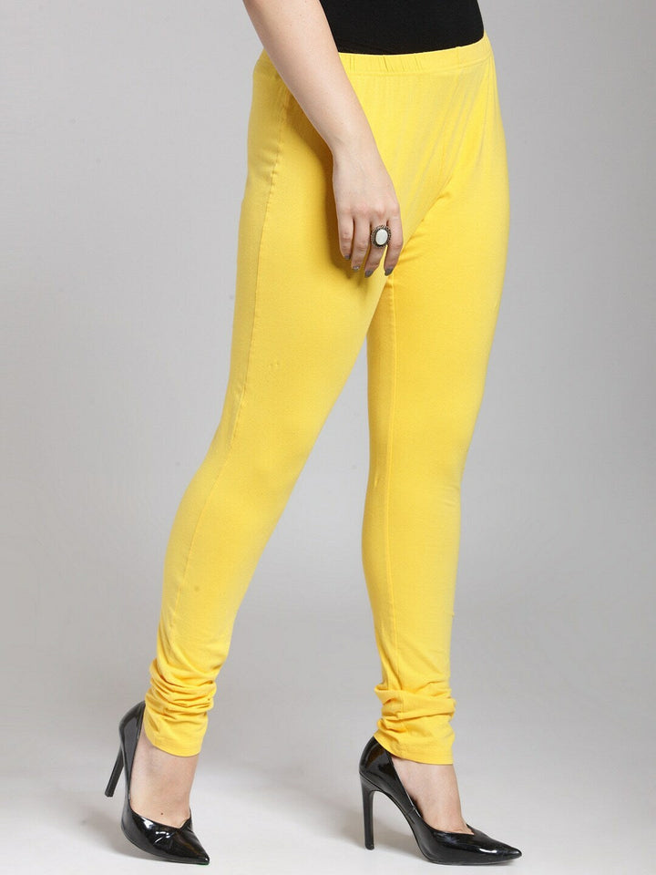 Plus Size Women Yellow Solid Legging