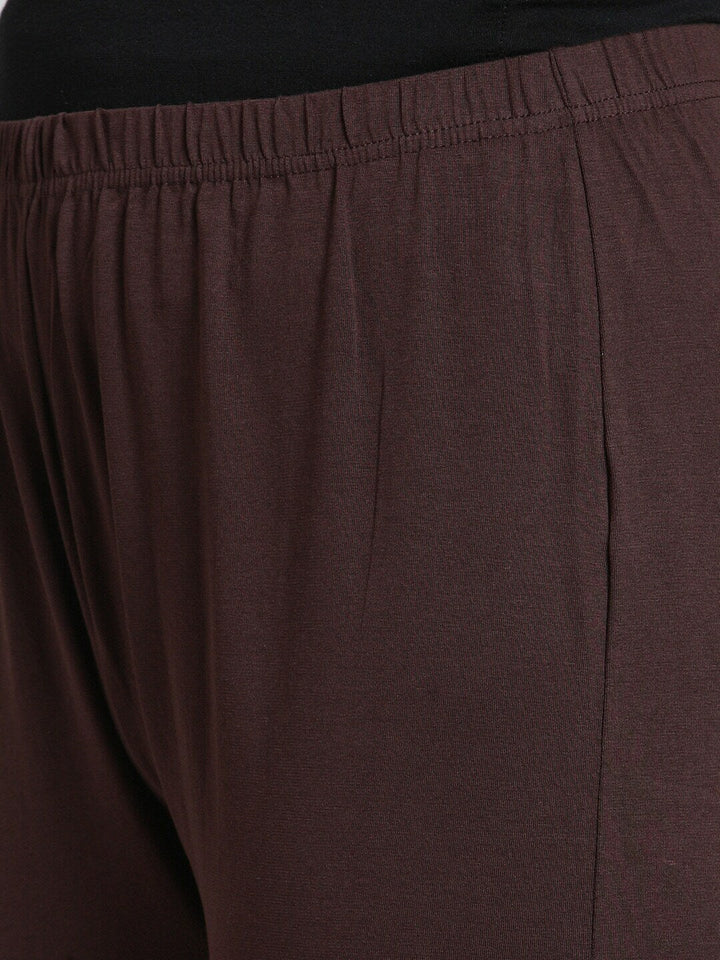Plus Size Women Brown Solid Churidar Leggings