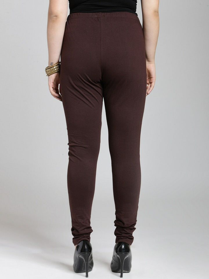 Plus Size Women Brown Solid Churidar Leggings