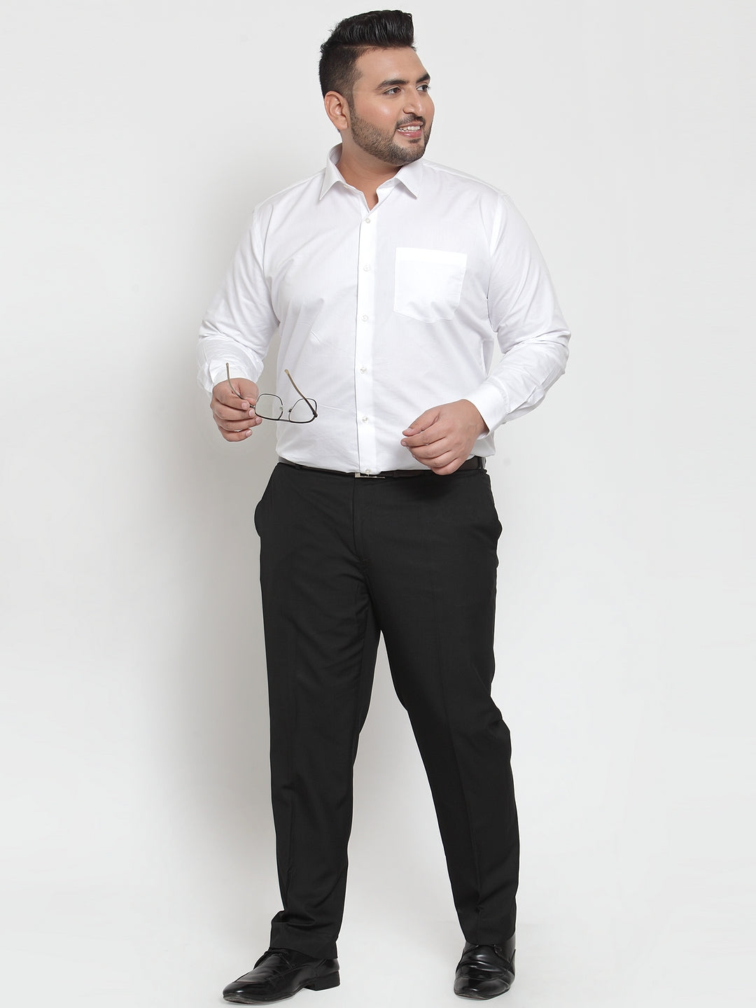 Plus Size Men White Comfort Regular Fit Solid Formal Shirt