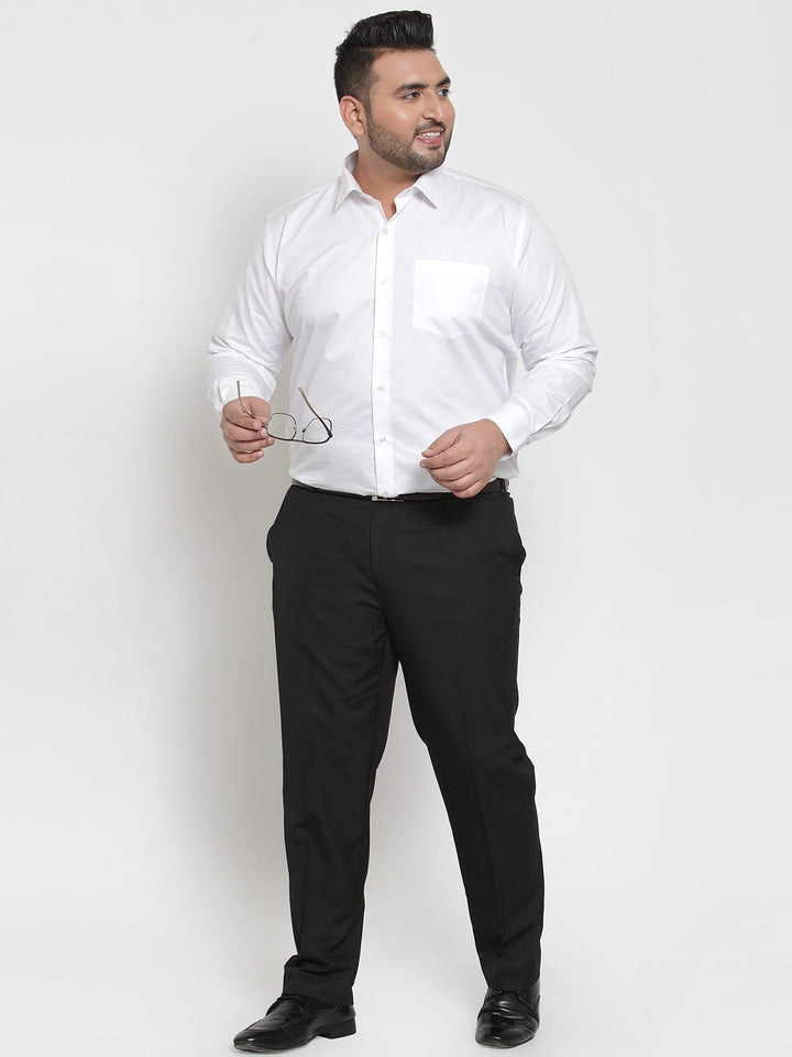 Plus Size Men White Comfort Regular Fit Solid Formal Shirt