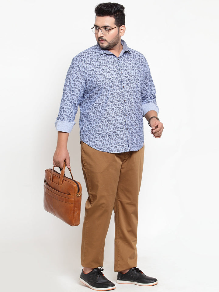 Plus Size Khaki Men's cotton Trouser with back cut pocket