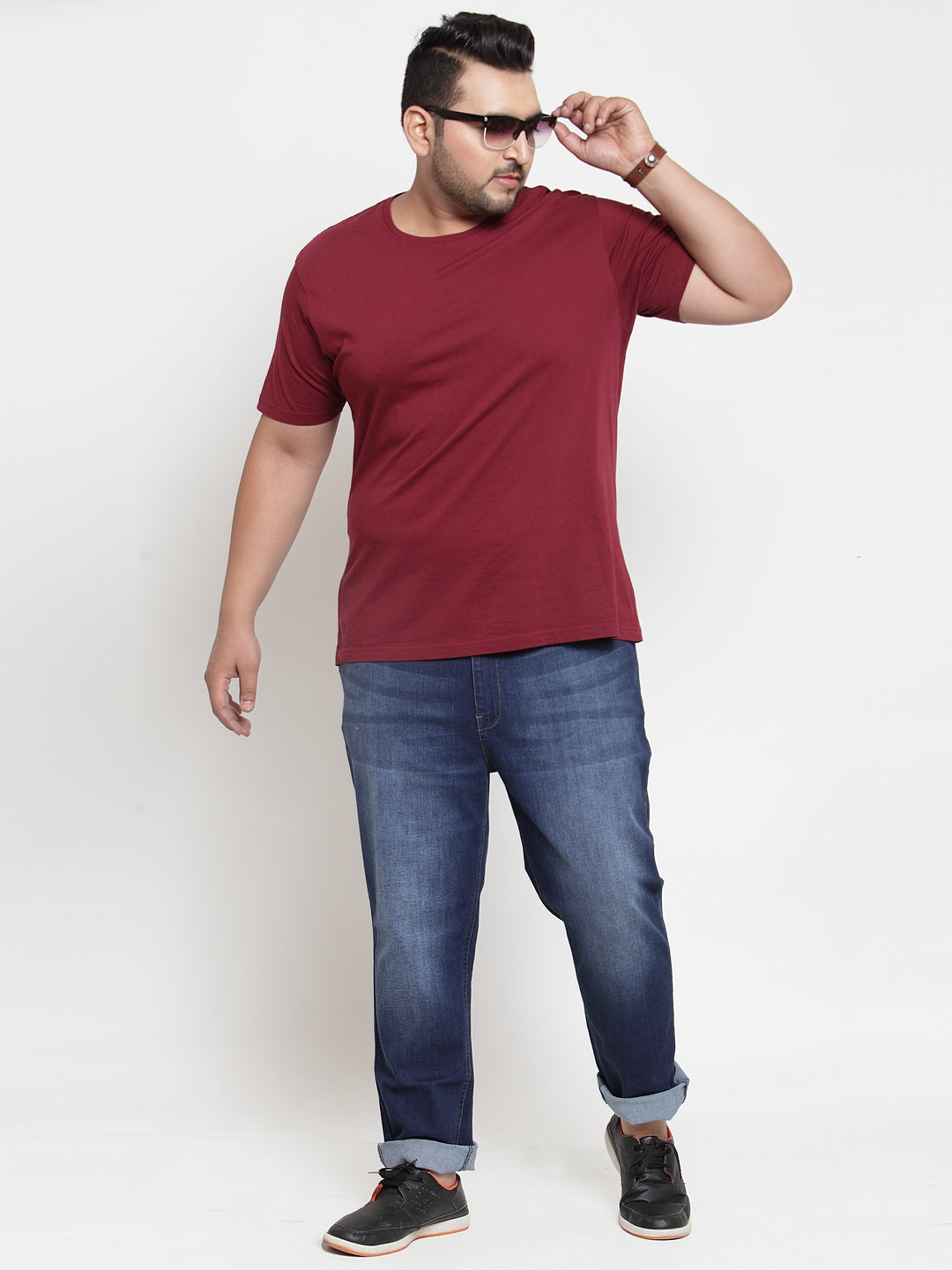 Plus Size Men Blue Regular Fit Mid-Rise Clean Look Jeans