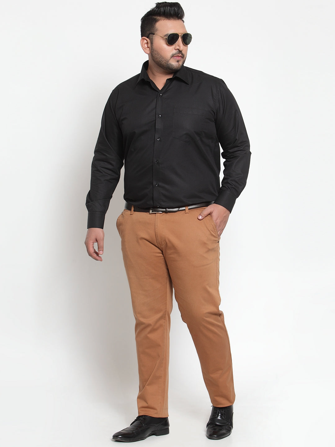 Plus Size Men Black Formal Shirt
