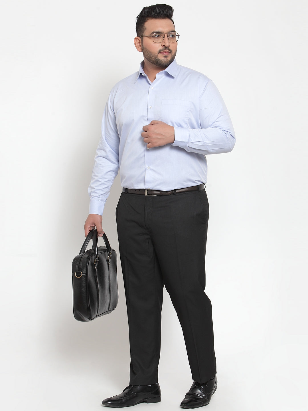 Plus Size Men Blue Formal Shirt