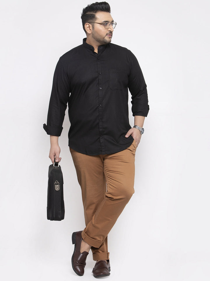 Plus Size Men Black  Casual Shirt