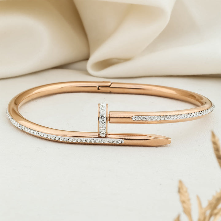 Adjustable white stone glittery screw style kada