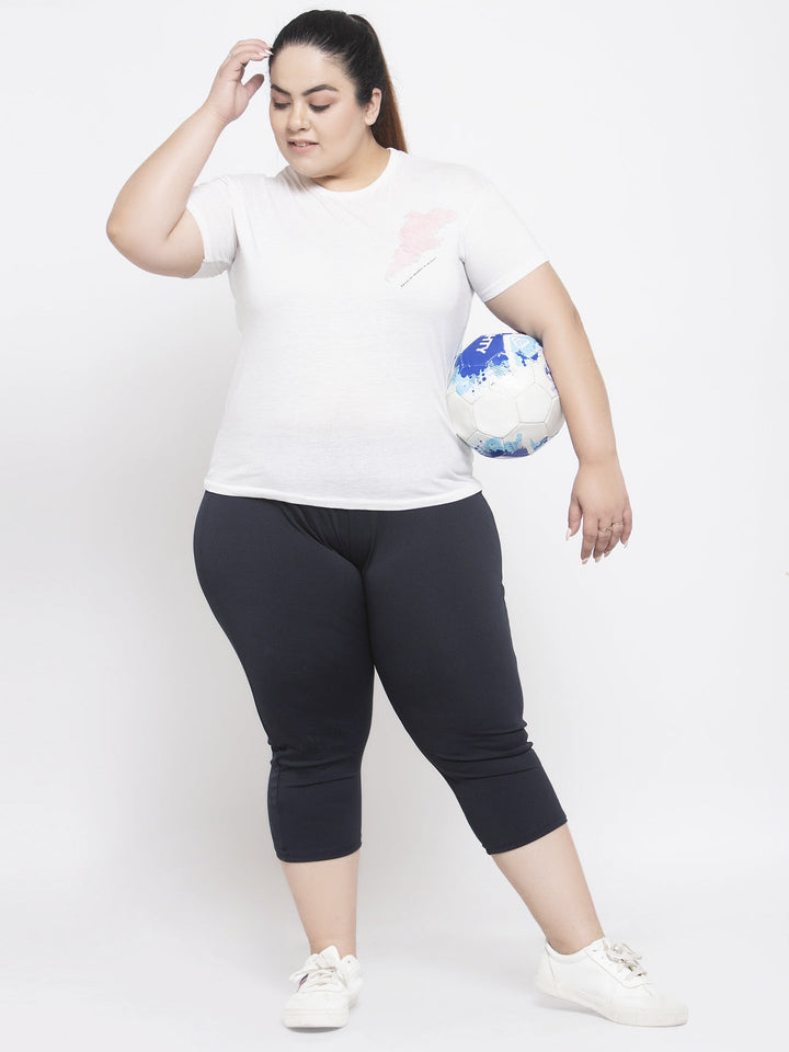 Plus Size Women Black Capris