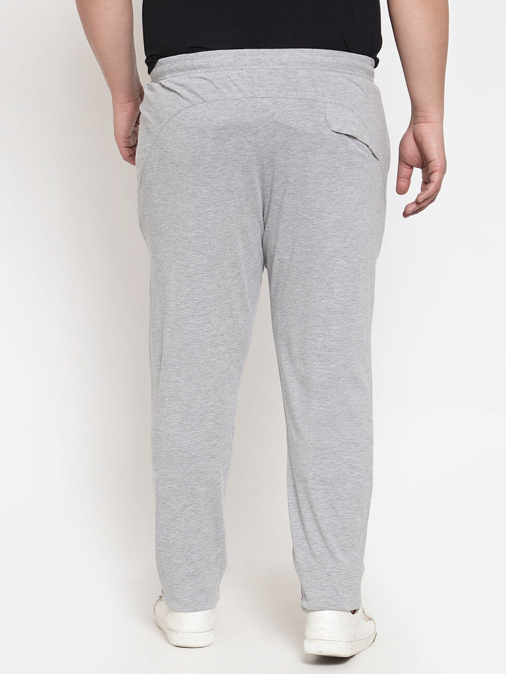Plus Size Men Grey Melange Regular Fit Track Pants