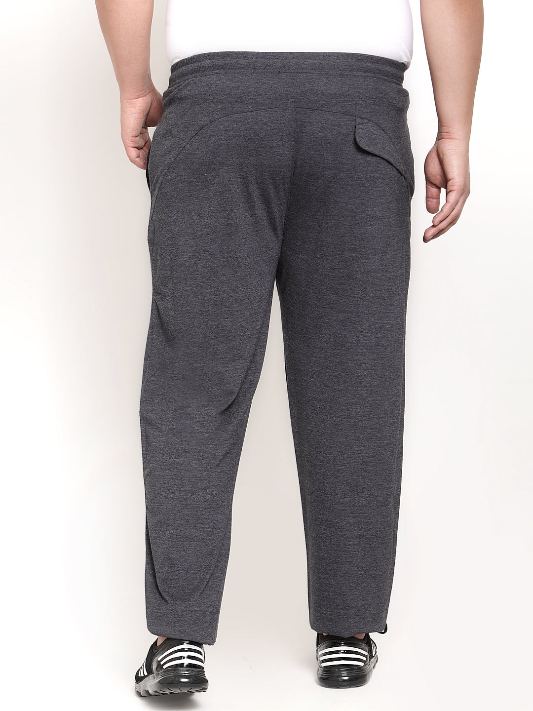 Plus Size Men Grey Solid Track Pants