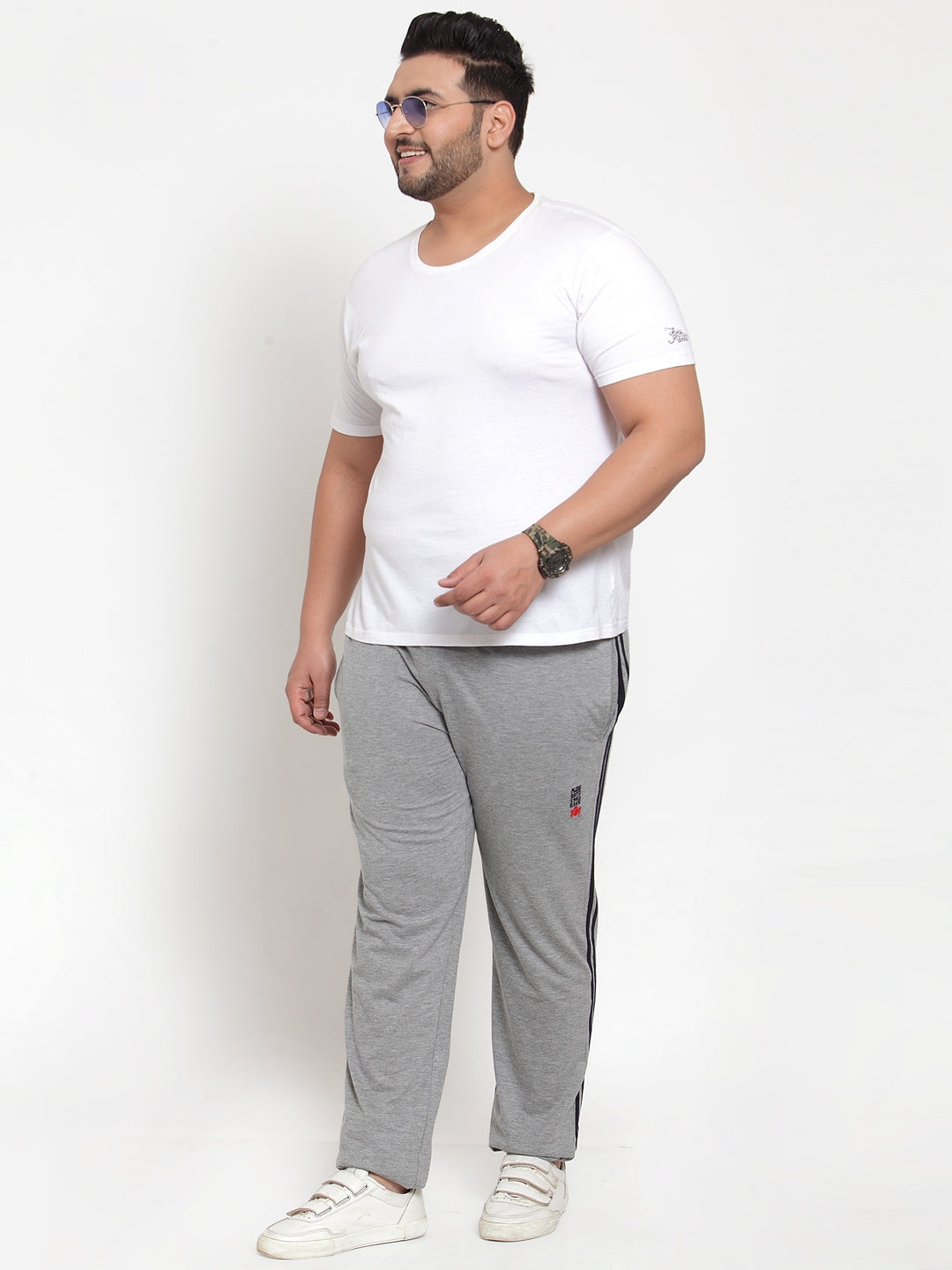 Plus Size Grey Cotton Track Pants