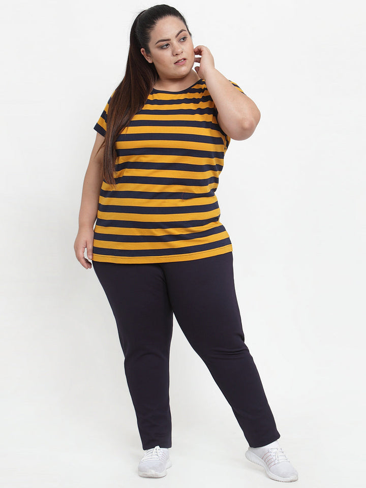 Plus Size Women Navy Blue Solid Slim-Fit Jeggings