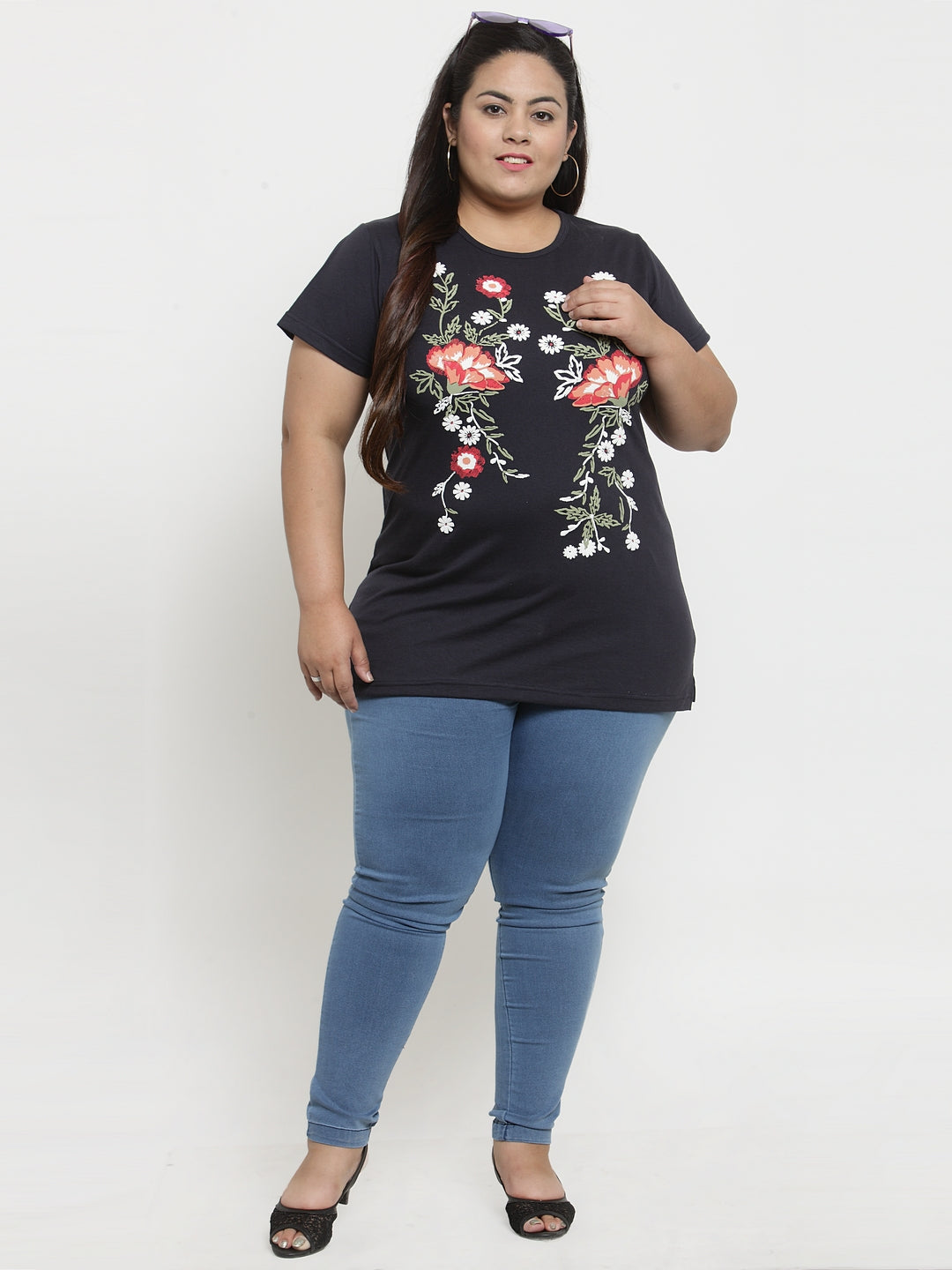 Plus Size Women Blue Solid Jegging