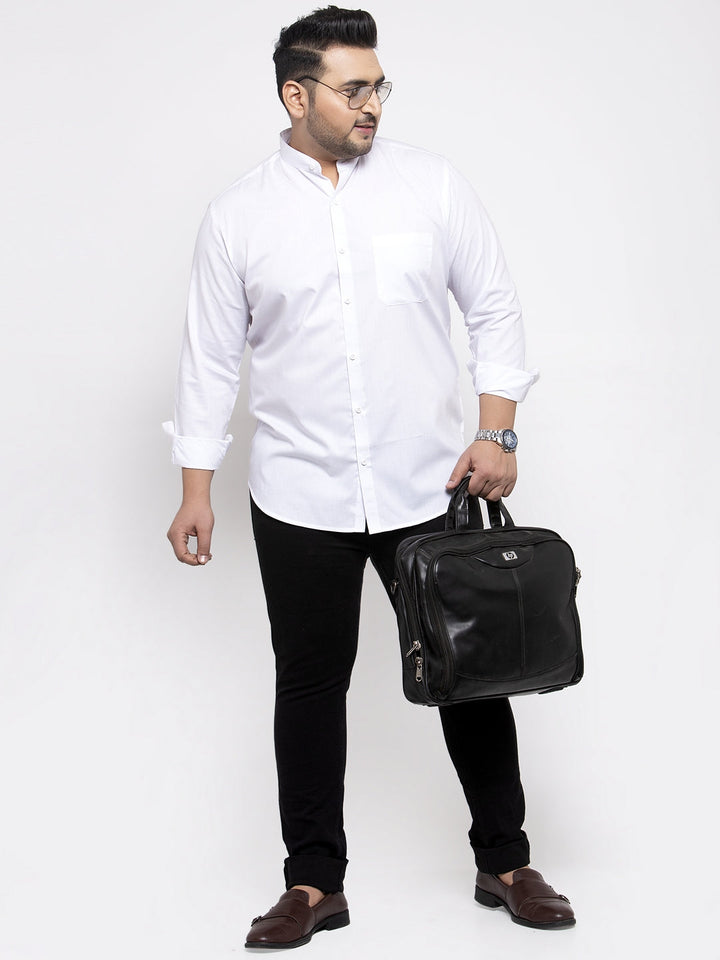Plus Size  Men White Casual Shirt