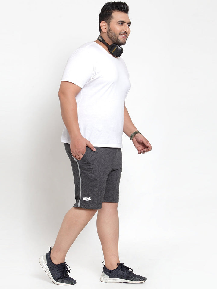 Plus Size Men Grey Solid Regular Fit Sports Shorts