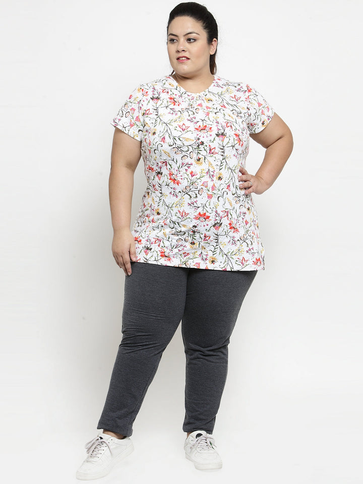 Plus Size Women Grey Straight-Fit Trackpant