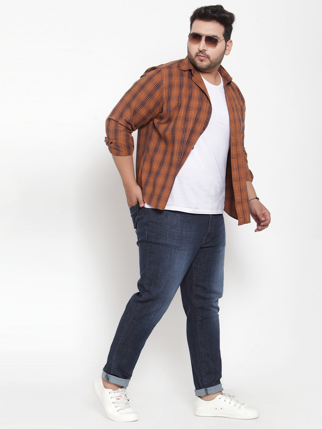 Plus Size Men Blue Regular Fit Mid-Rise Clean Look Jeans